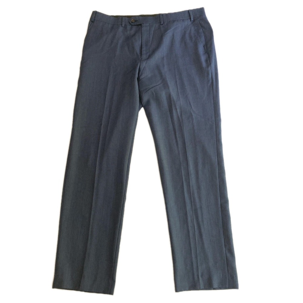 Lauren Ralph Lauren Pants Mens 38x32 Blue Wool Flat Front Dress Trouser Stretch